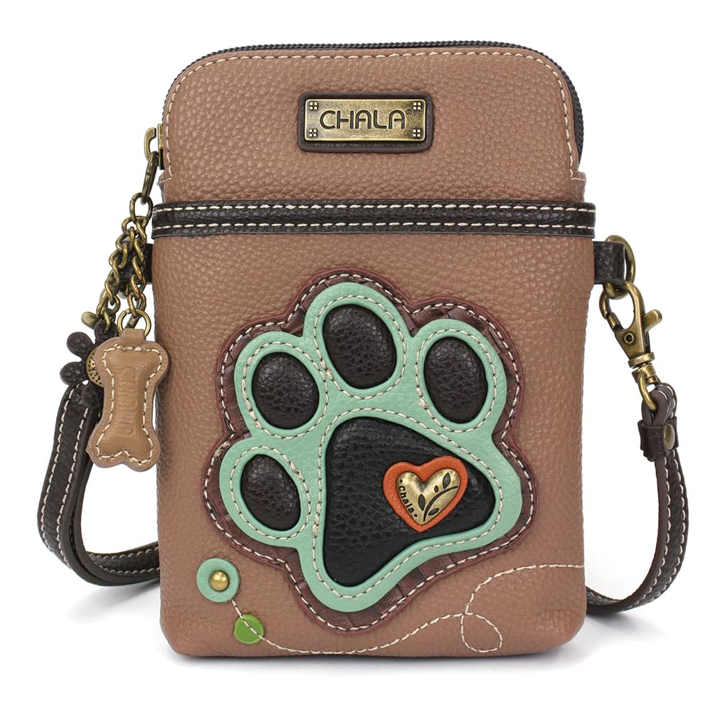 CHALA Dog Collection Cell Phone Crossbody Purse-Women PU Leather/Canvas Multicolor Handbag with Adjustable Strap