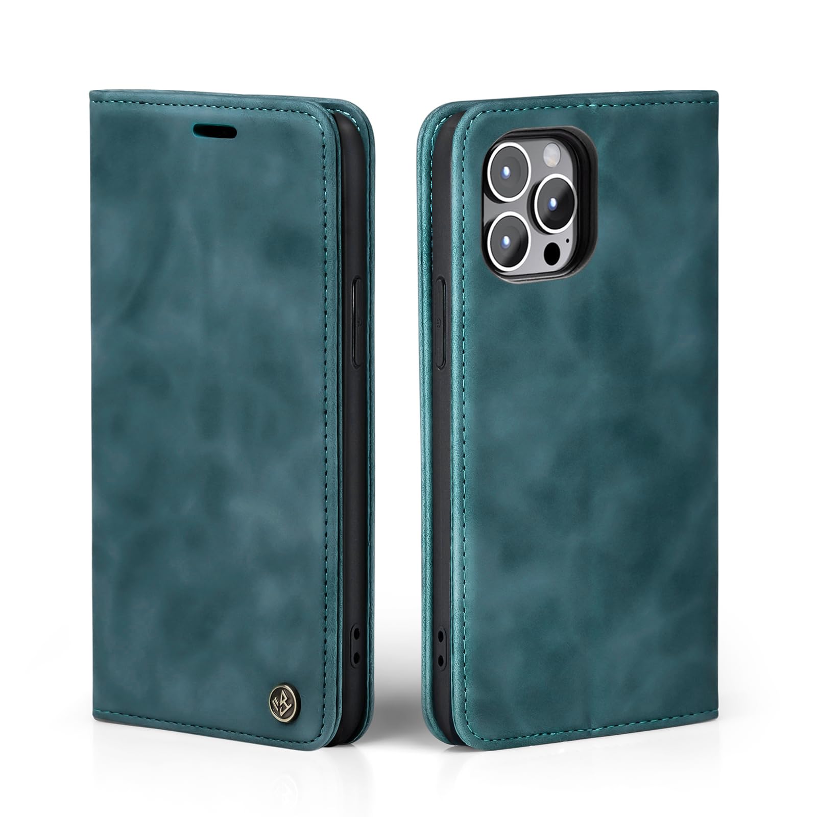 LBH Mobile Phone Case Wallet Phone Case for iPhone 12 Pro Max in Petrol Blue with Card and Money Compartment Smartphone Case with Stand Function Flip