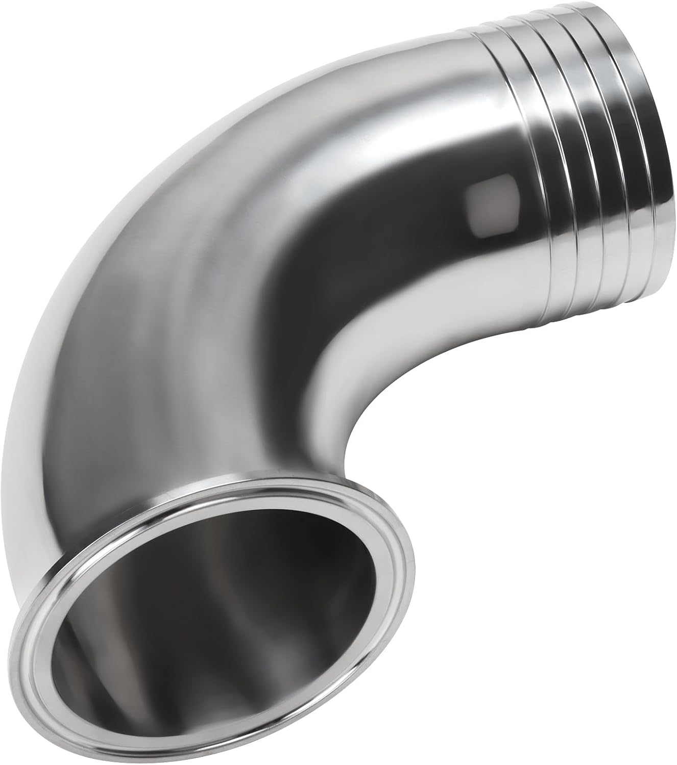 DERNORD Sanitary Hose Barb Pipe Fitting 3" Tri Clamp (91MM Ferrule) 90 Degree Elbow (Tube OD: 3"/76MM (3" Tri-clamp))
