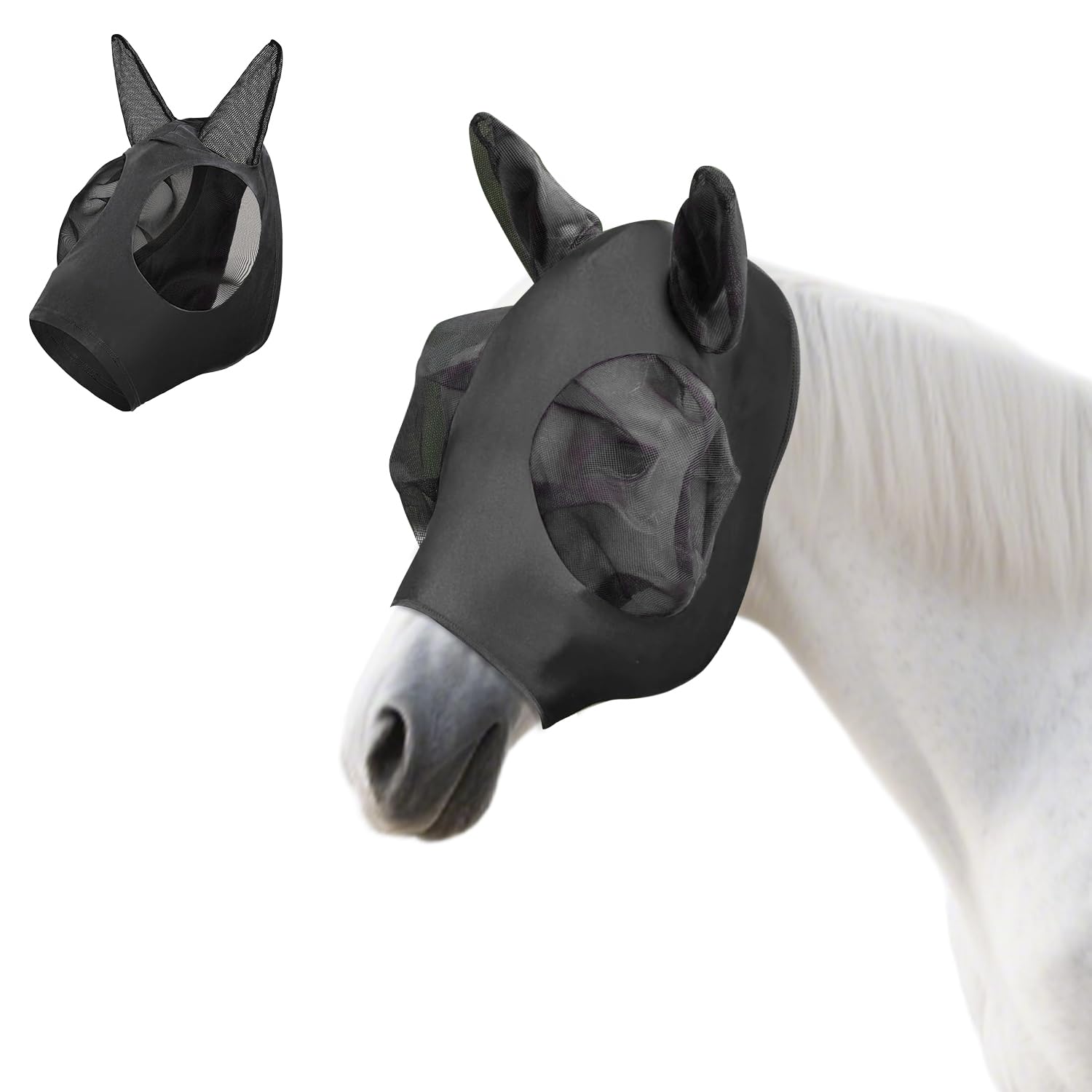 Voarge Horsefly Mask, oddychająca elastyczna siatka ochronna, odstraszająca komary, owady, wielokrotnego użytku, czarna