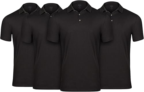 Fresh Clean Threads Camisas polo para hombre, preencogidas, suaves, ajustadas, clásicas, de primera calidad, mezcla de polos de algodón y poliéster