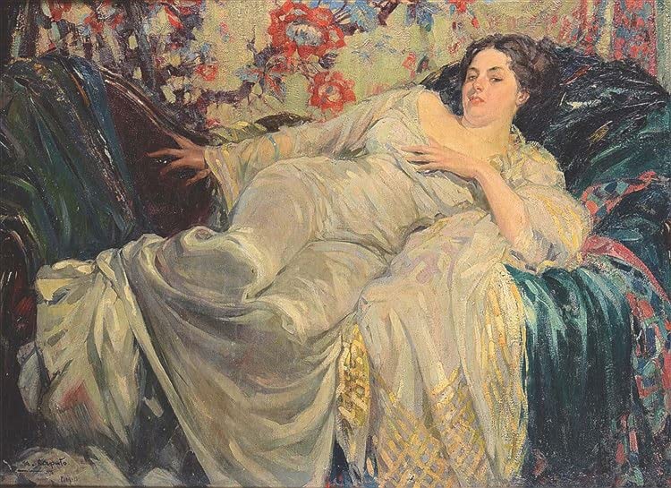 Toile femme allongée tableau déco salon moderne grand format 60x90