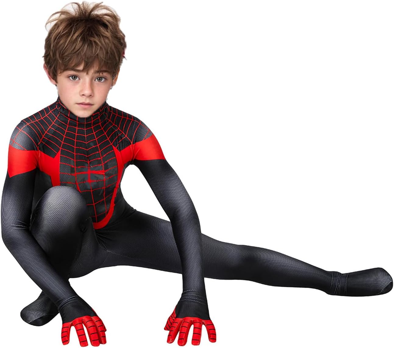 Men's Superhero Cosplay Bodysuit Costumes Red Stretch Zentai Suit Full Jumpsuit With 3D Mask for Halloween