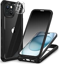 CENHUFO Privacy Screen Case for iPhone 15, with Built-in Privacy Tempered Glass Screen Protector and Camera Protection Film, 360 Degree Mobile Phone Case, Shockproof, Anti-Spy Cover, Full Body Case,