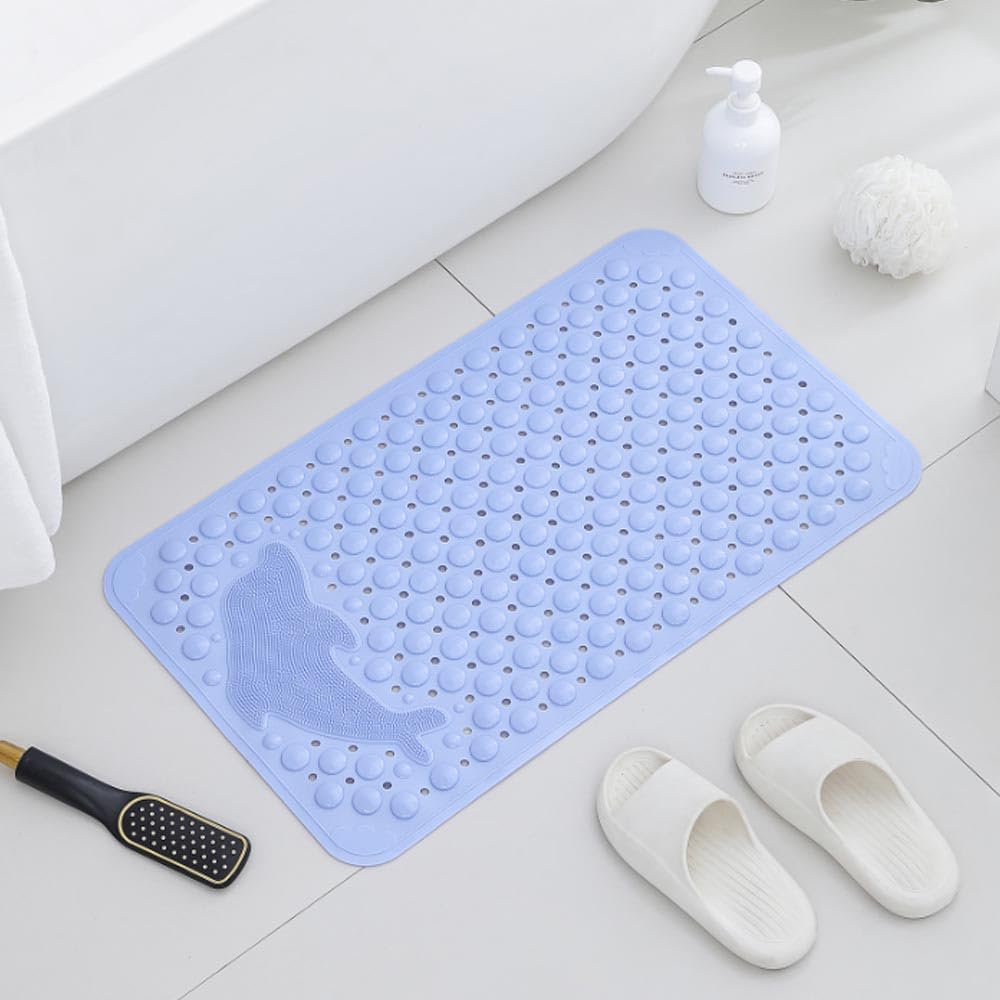 Alfombrilla antideslizante de PVC antideslizante para baño con patrón de delfín, lavable a máquina, almohadilla gruesa para cepillo de masaje con ventosas (54 x 85 cm (1150 g)