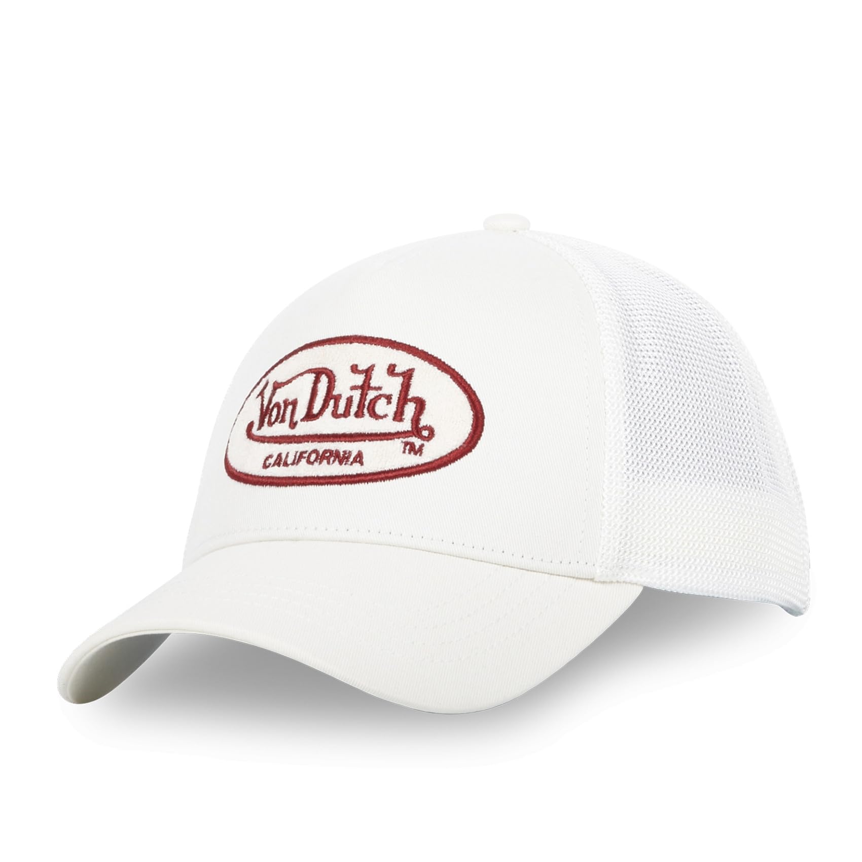 Von Dutch Men's & Women's Cap, TERRY Trucker Cap, Adjustable, White / Red, One Size