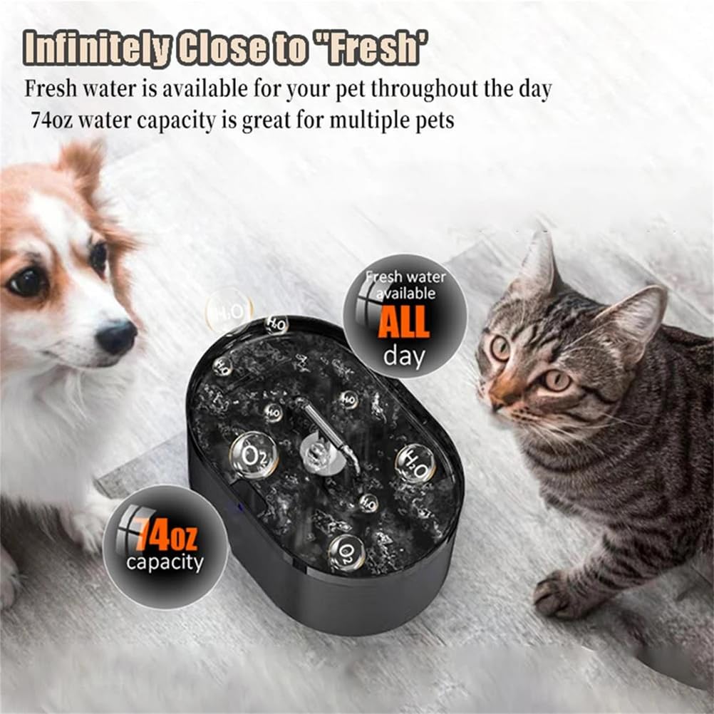 Fuente de agua para gatos en forma de T de 2,2 L, dispensador de agua