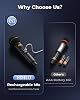 Bluetooth Karaoke Machine for Adults, SD-516 2 Mics, 10W Rechargeable Portable Home Party Speaker with DJ Light for Outdoor, Events, Gathering, PA System, Support USB/AUX - White