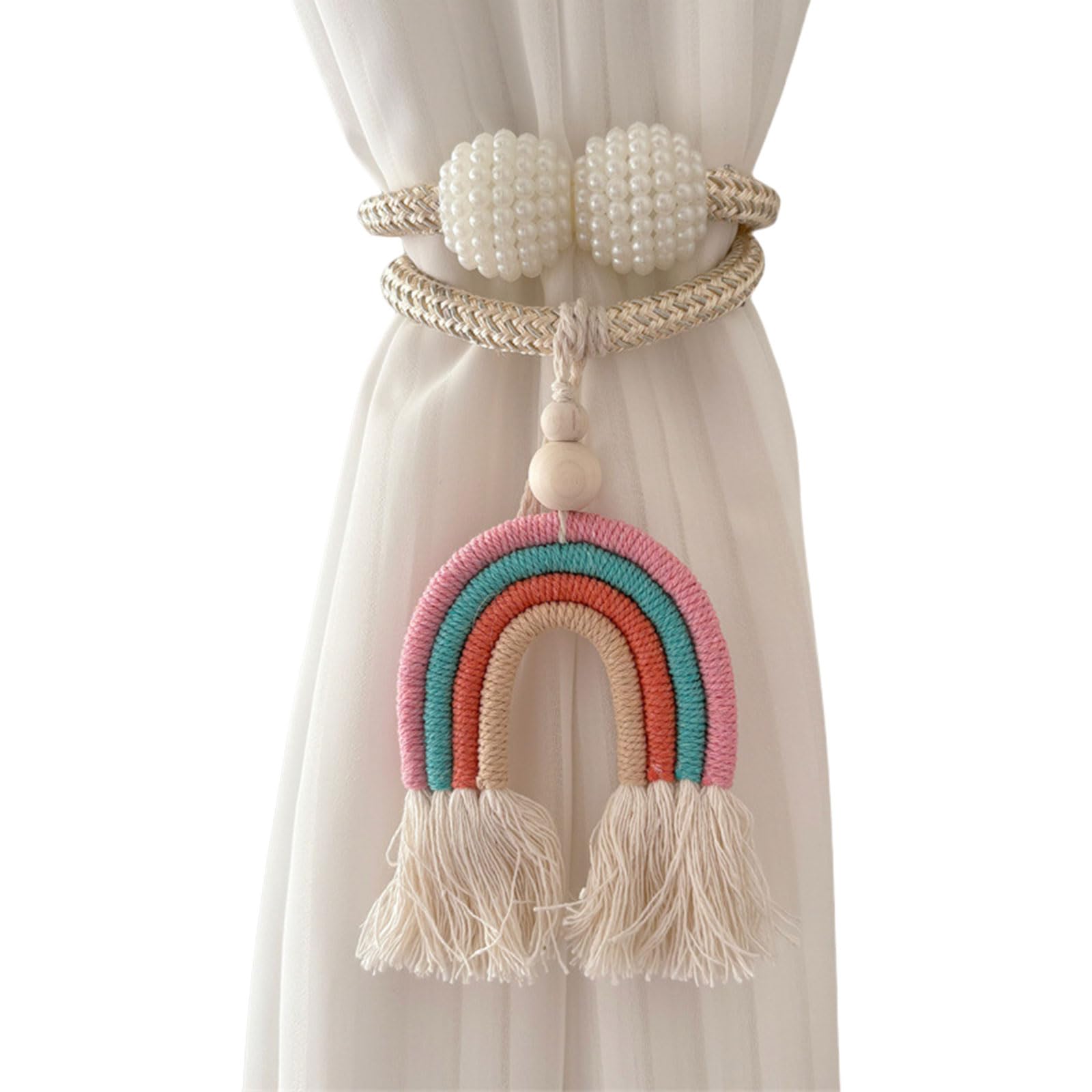 Kahdgss C 2Pieces Rainbow Tasseled Rope Urtain Holdbacks Window Urtain Decoration Artoon Holders For Kids Bedroom Embellishments