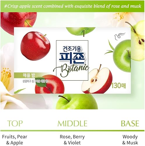 Miniatura 2 de Pigeon Signature Dryer Sheets - Suavizante de tela para lavandería, aroma a manzana verde, bomba de manzana, reduce la adherencia estática, elimina