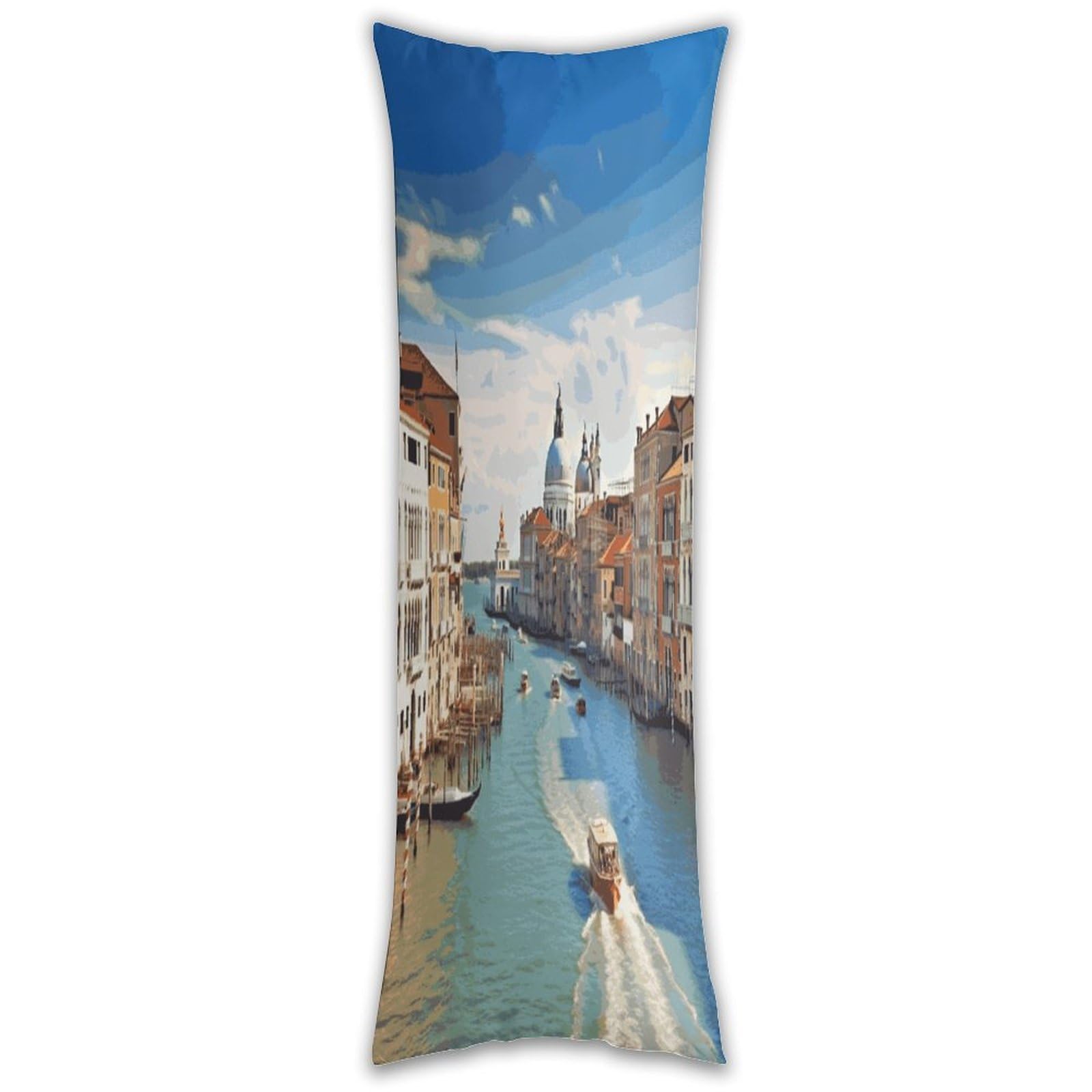 Grand Canal in Italy Pillow Case Breathable Absorb Sweat Long Pillowcover Exquisite Unique Pillow Protector for All Seasons Hot Sleepers Body Pillowcase