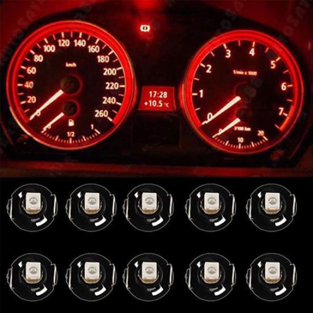 Lampade LED per Cruscott, 10Pcs T4.2 12V LED Lampadina Strumento Auto Cruscotto Meter Luci di Pannello Lampade T4.2 White