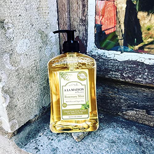 A La Maison Rosemary Mint Liquid Hand Soap - Triple French Milled Natural Moisturizing Soap (3 Pack, 16.9 Oz Bottle) #TOP3