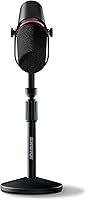 Vista 9 de Shure MV7+ Podcast Dynamic Microphone with Stand – OBS Certified, Enhanced Audio, LED Panel, USB-C & XLR Outputs, Auto Level Mode, Digital Pop