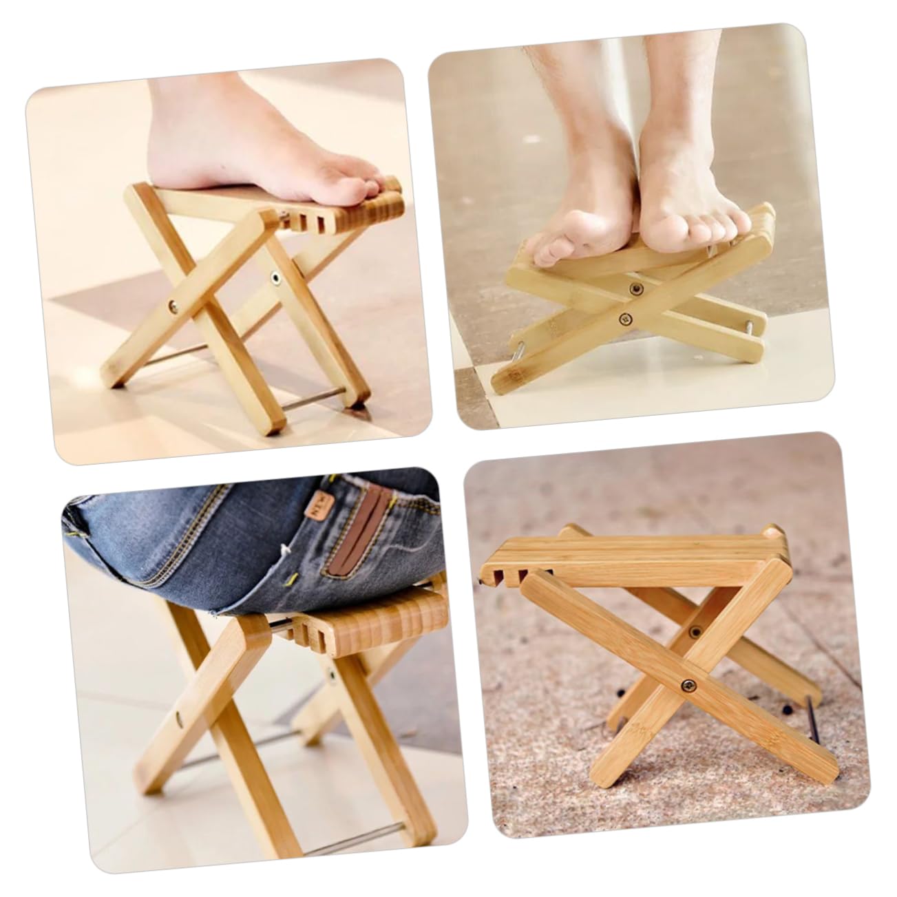 HEMOTON Poggiapiedi per Chitarra Pieghevole in Legno Sgabello Portatile Regolabile con Borsa Tessuto per Chitarristi, Salotto Ufficio