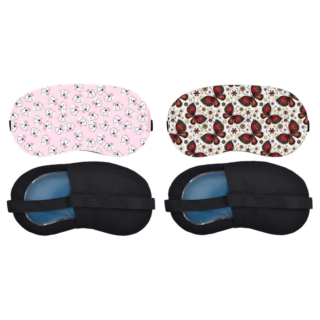 Aoxeria Pink Mini Unicorn Pattern, Red Floral Butterfly Pattern Sleeping Mask Combo, Soft Comfortable Light-Blocking Eye Cover for Women, Men & Kids, Reusable Blindfold for Night Sleep (Pack of 2)-image-42