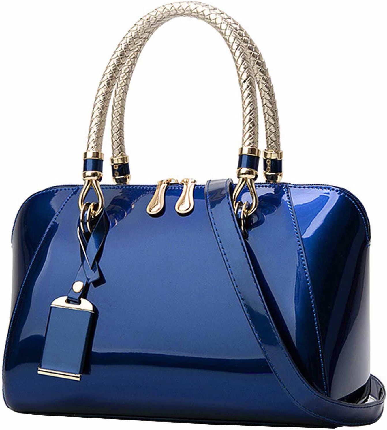 Women Handbags Shiny Paten PU Satchel Purse Shoulder Tote Top-Handle Crossbody Bag