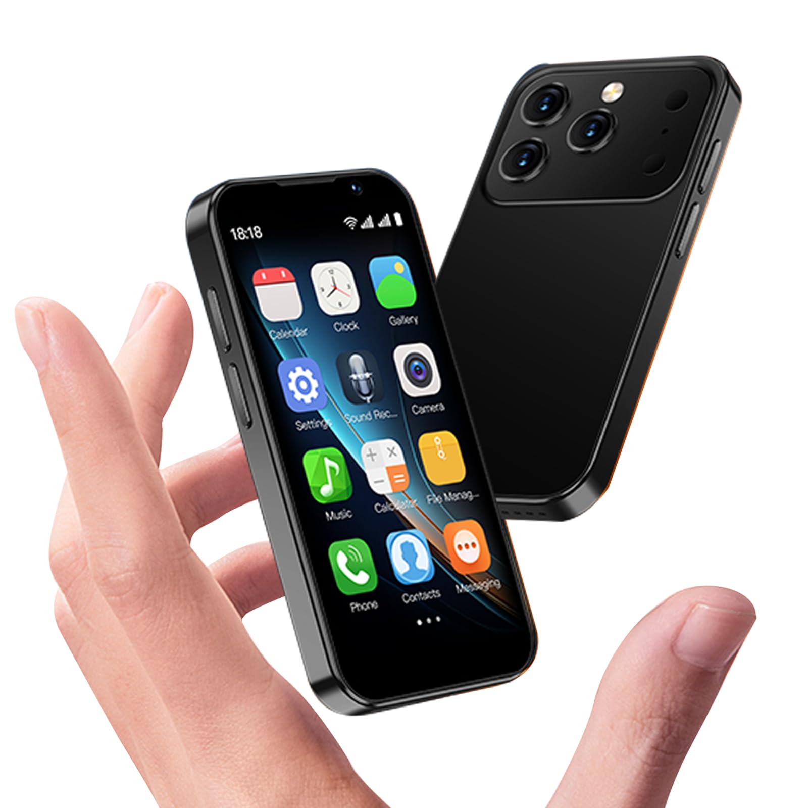 Mini Cell Phone, Dual SIM Unlocked, 3.88 Inch HD Face Recognition Screen for Kids and Students Replacement Mini Cell Phone Touch Screen Type Smartphone(black)