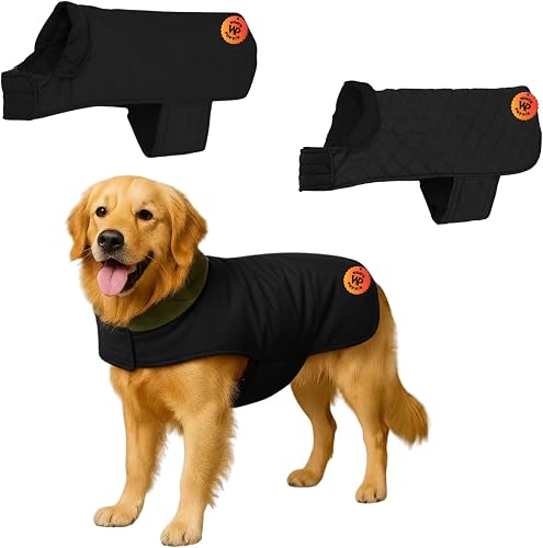 What's Poppin Dog Quilt Black Coat | Reversible Warm Winter Jacket | Soft Lined Quilted Pet Coat with Adjustable Straps | Cozy Clothing for Cold Weather, Walking, Travel (5XLarge - 28inch)