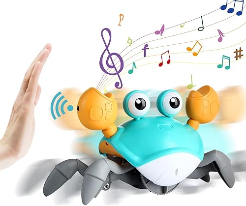 Juguete de escape con detección de cangrejo gateante, juguete para bebé con música y luces, interactivo para niños, juguete divertido de aprendizaje