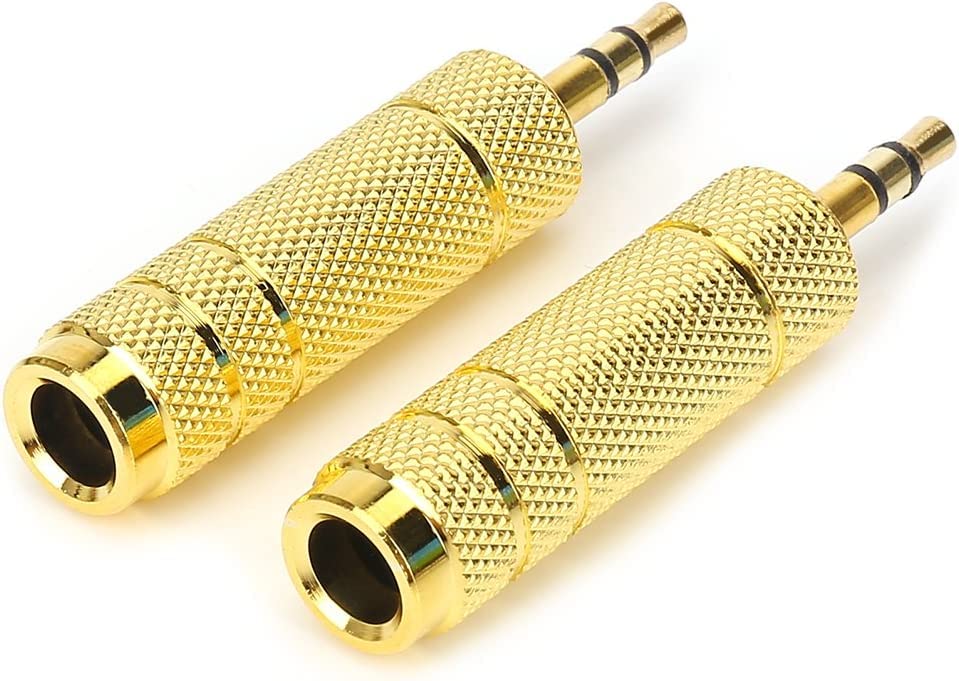 Image of [ 2 Pieces Headphone Adapter Jack 3.5mm Male 1 /8 inch to 6.35mm Female 1 /4 inch Audio Stereo Adapter, Small to Big Headphone Audio Jack Plug Adaptor Converter for Digital Piano, Keyboard