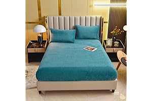 Velvet Fitted Sheet Twin Size with Fleece Plush, 15' Deep Pocket