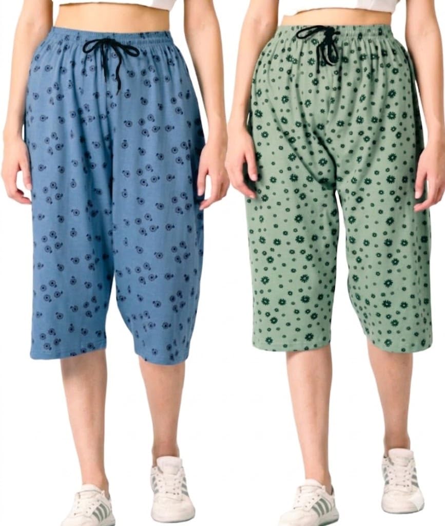 Women's Capri Pants, Floral Print, Multicolor, Drawstring Waist, Pack of 2 (Prints and Colors may Vary)-image-35