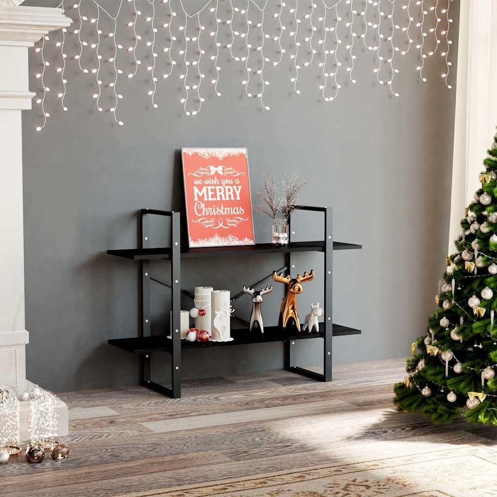 Libreria a 2 scomparti, colore nero, 100 x 30 x 70 cm, in legno e