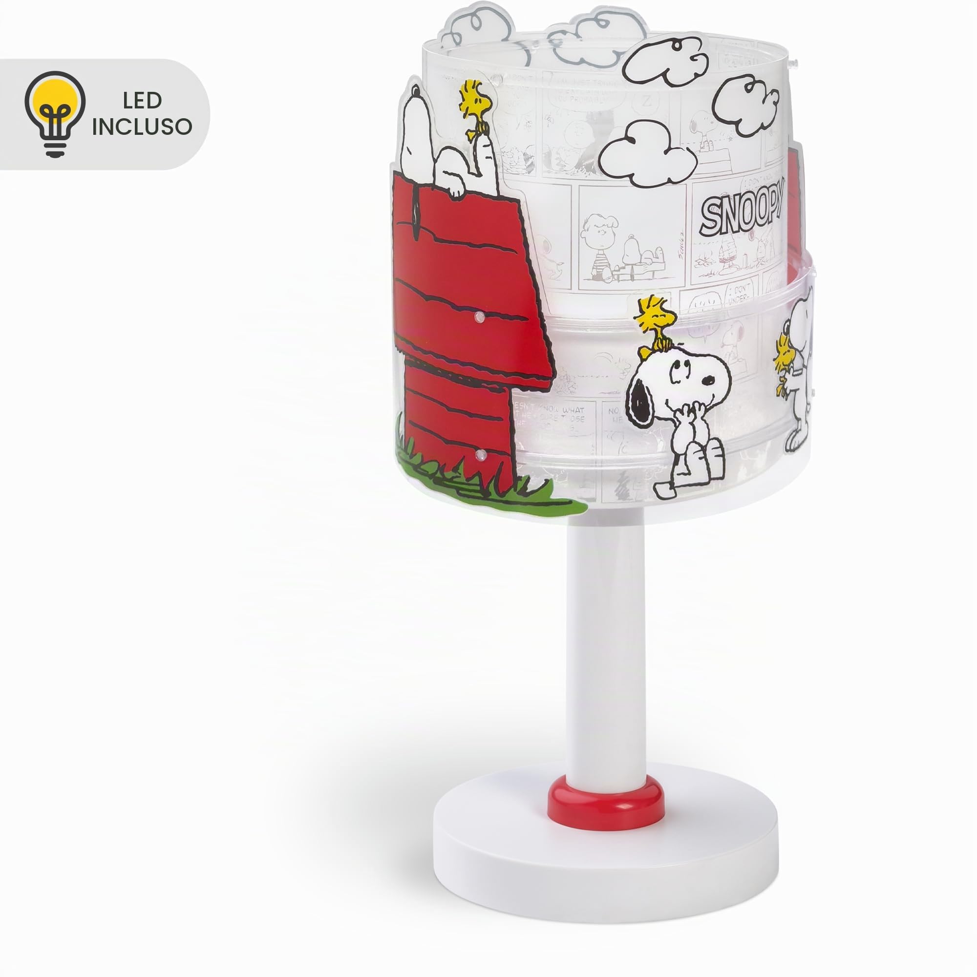 Dalber Lampada da tavolo o comodino per bambini Snoopy, 76301, G4-4W LED - Lampadina inclusa
