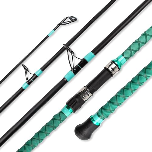 Miniatura 8 de Surf Rod Saltwater 9ft- 4-Piece Carbon Fiber Surf Fishing Rods, Portable Travel Surf Spinning Rod with 20-40lb Power Green Blue