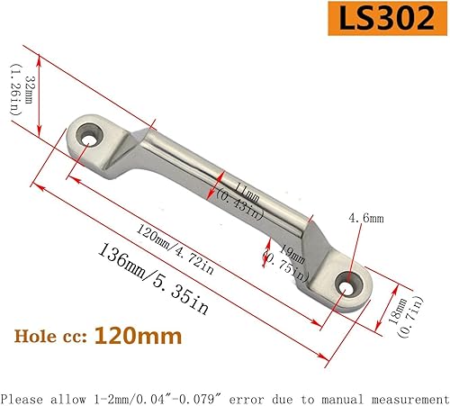 Miniatura 2 de NRC&XRC 1 manija de equipo industrial resistente de acero inoxidable 304 sólido para cajón, pomo, arcos, puerta, ventana, caja de herramientas