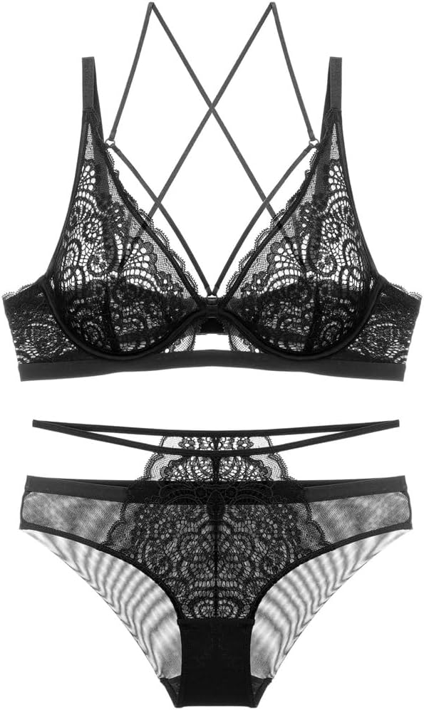 [WOLEN] JJZXD レディース極薄レースブラ ブラジャー バッククロスバック 下着 ブラセット 下着 下着 下着セット ブラ