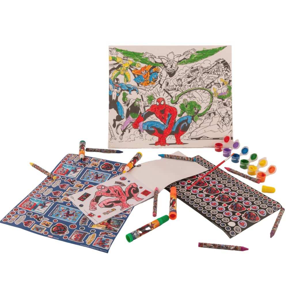 Innovative Designs Marvel Avengers Spiderman Creative Coloring Canvas Painting and Activity Set for Kids, 1000+ pcs
