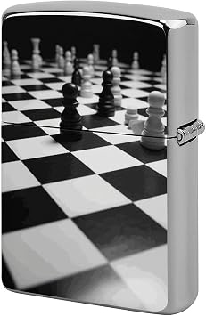 Black White Chess Checkerboard Classic Lighter Case, Novelty Creativity Lighter Housing Vintage Cool Lighter Cover for Men Dad Husband Gift Collect