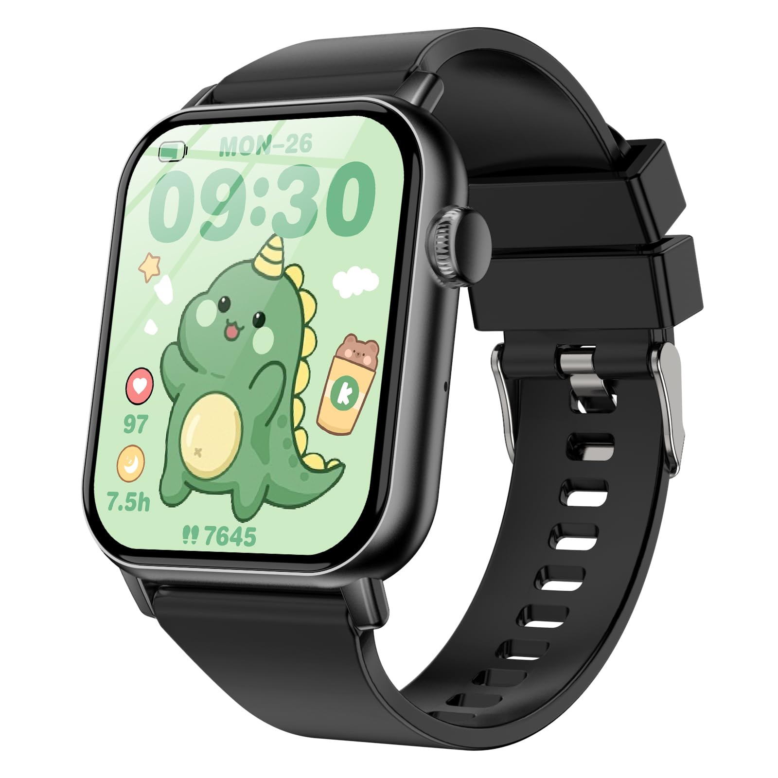 Smart Watch for Kids, 12 Puzzle Games HD Touch Screen Watches, Step Counter, Heart Rate and Sleep Monitor, Flashlight, Music Player,12/24 hr Educational Toys Birthday Gifts for Girls Ages 6-12 (Black)