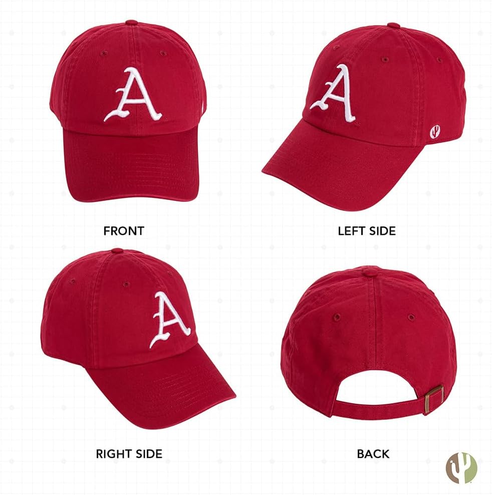 Desert Cactus University of Arkansas Baseball Hat Razorbacks U of A Hogs Brimmed Embroidered Hats Cap Adjustable Cloth Strap Adult (Style D1) Red - Image 3