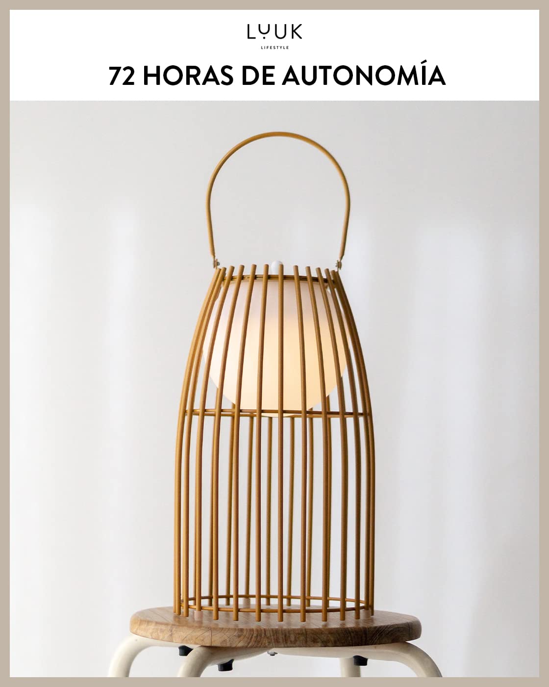 LUUK LIFESTYLE Lámpara LED recibidor sin cable, iluminación interior, lámpara de mesa, diseño ecológico, brillo regulable, batería recargable por USB, luz ambiental, curry mate