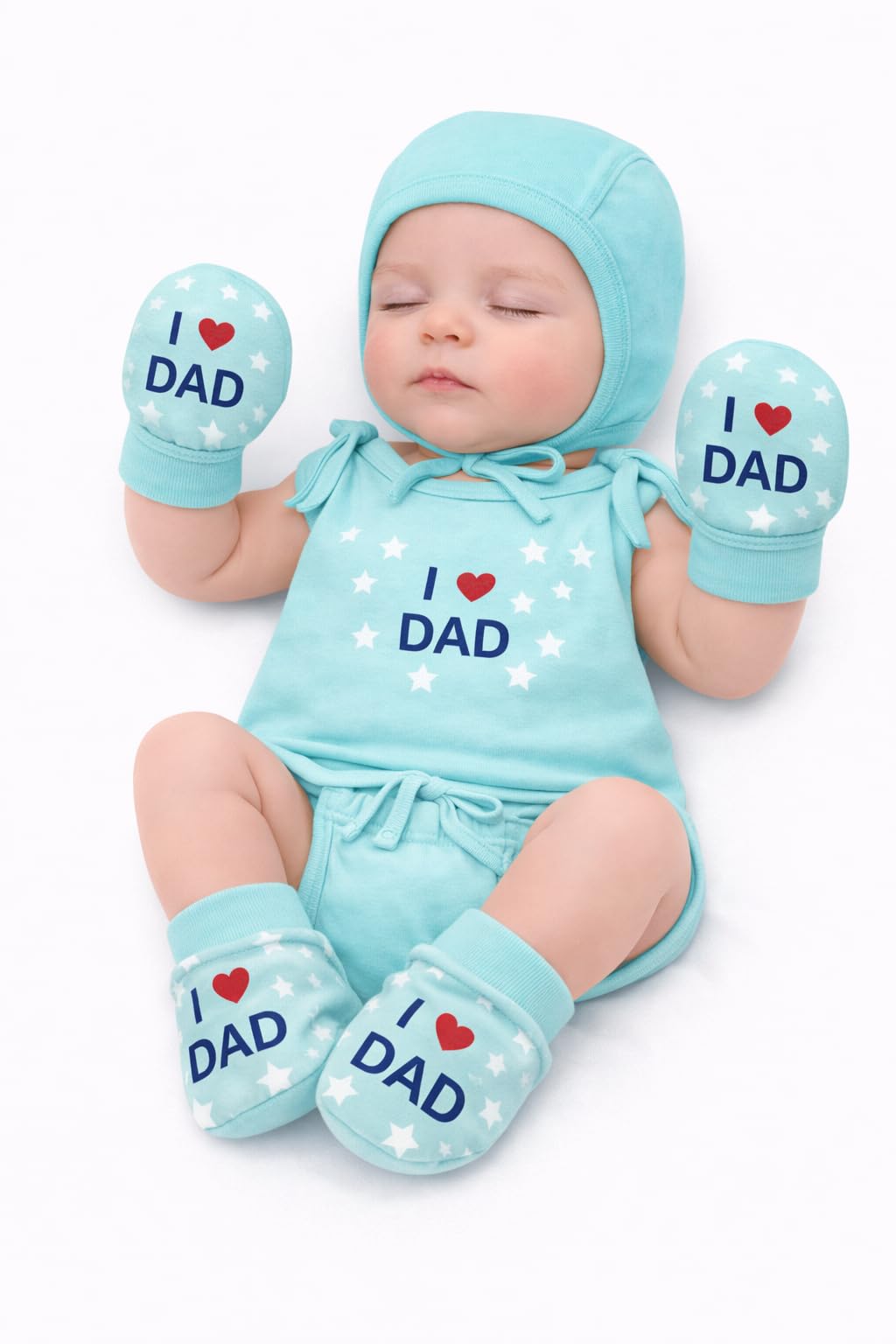 cuteably Newborn Baby Jhabla, Cap, Mittens, Booties, Nappy Combo Set, Soft & Breathable Cotton, Unisex, 0-3 Months-picture-46