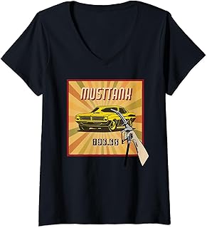Gas Station - petrol or fuel prices vs classic muscle car V-Neck T-Shirt