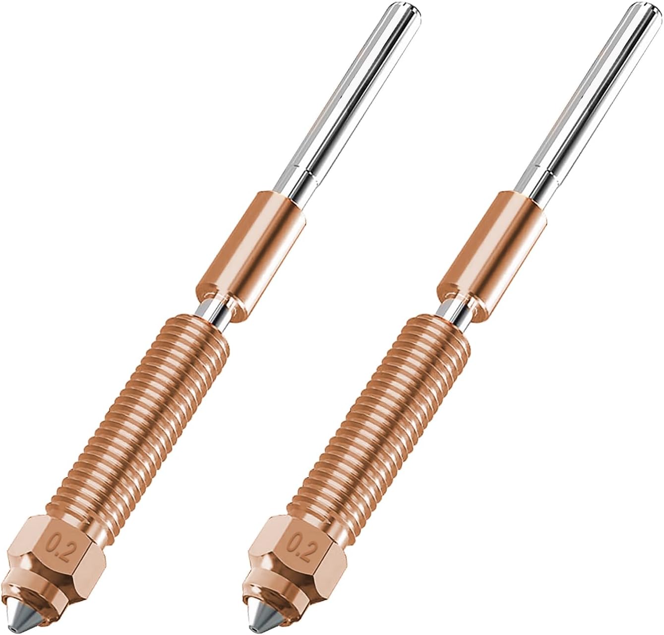 2PCS 0.2mm K2 Plus Nozzle, Unicorn Quick-Swap Nozzles with Titanium Alloy Heat Break, Copper Alloy and Hardened Steel for Creality K2/K2 Pro/K2 Plus/Hi 3D Printers