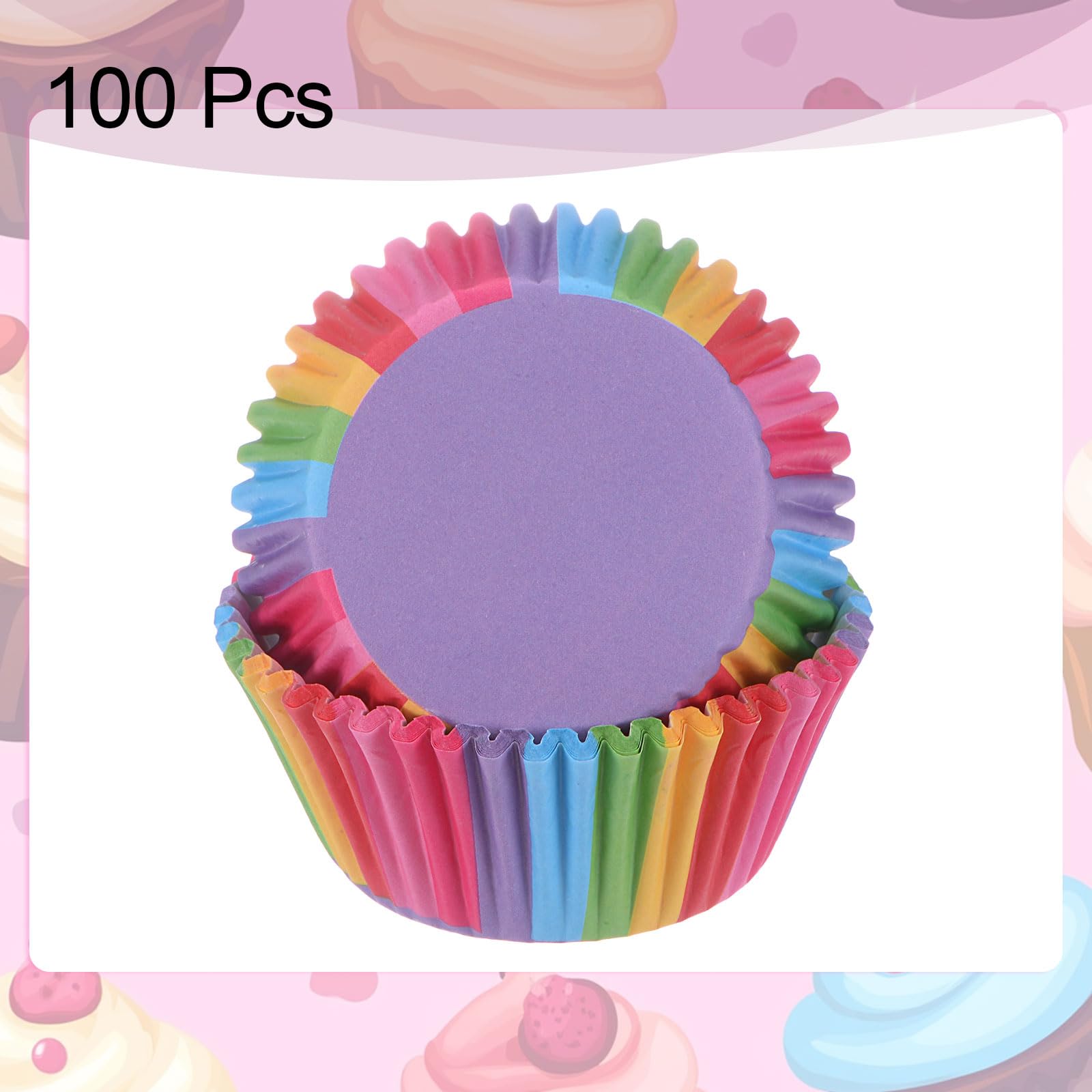 100 Pirottini Arcobaleno + 24 Topper | Per Cupcake Muffin | Decorazione