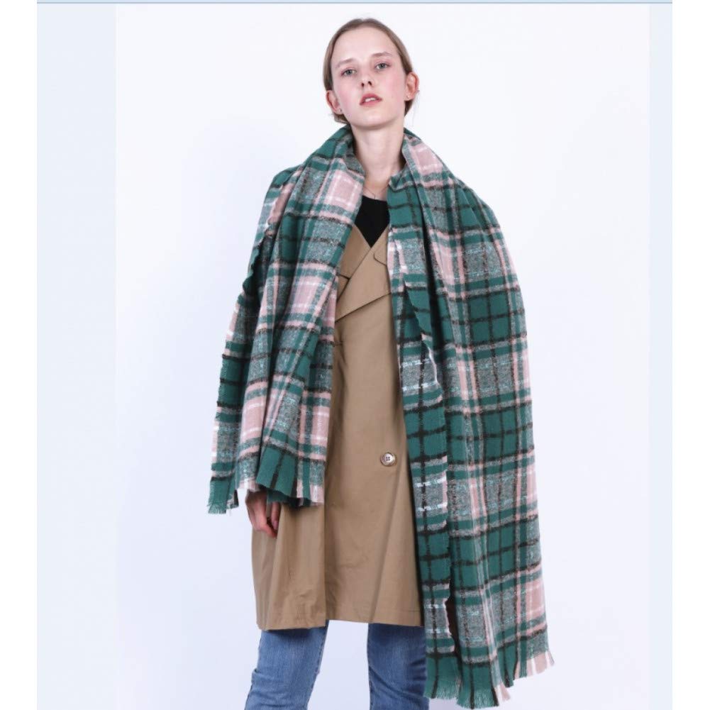 Écharpe d'hiver femme contre le froid foulard épais et doux écossais