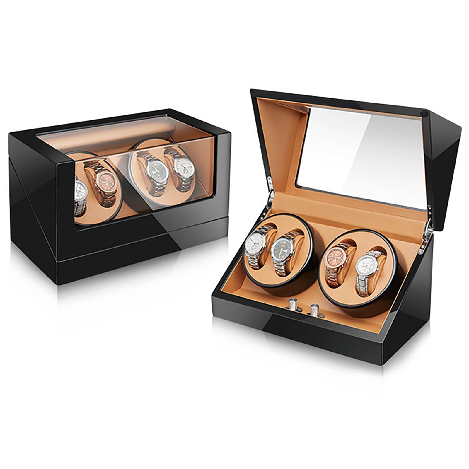 MYUYEE Automatic Watch Winder For 4 Watches Electric Rotating Winding Watch Shaker Box With Quiet Motor Self-Winding Mechanical Watch Storage Display Case (B)