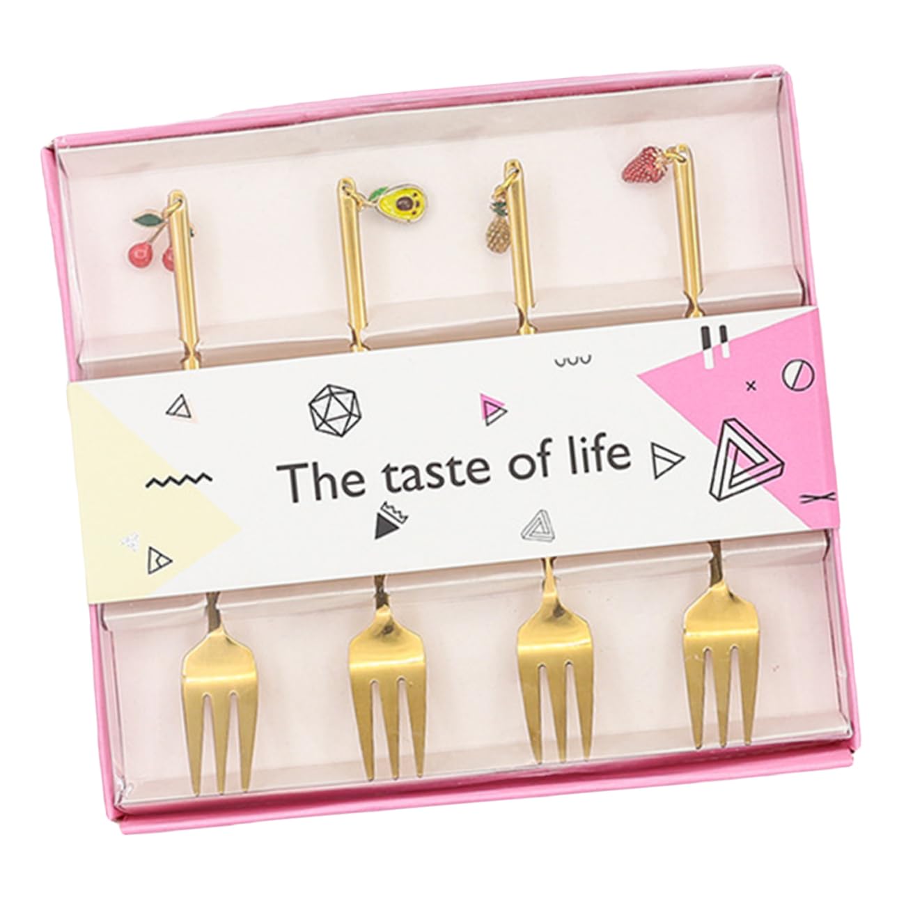 OFFSCH 4Pcs Stainless Steel Fruit Forks Chic Mixing Forks for Desserts Mirror Polished Tableware for Restaurants Home Use Stylish Fruit Pendant Decor