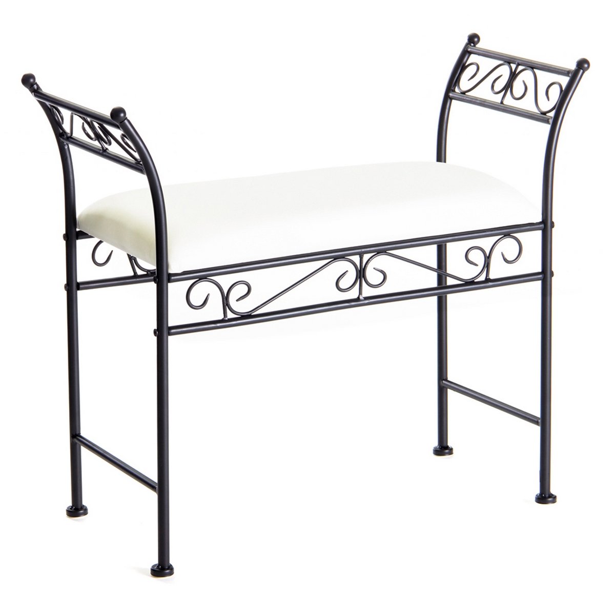 LOLAhome Banqueta pie de Cama de Metal Negra de 63x74x30 cm