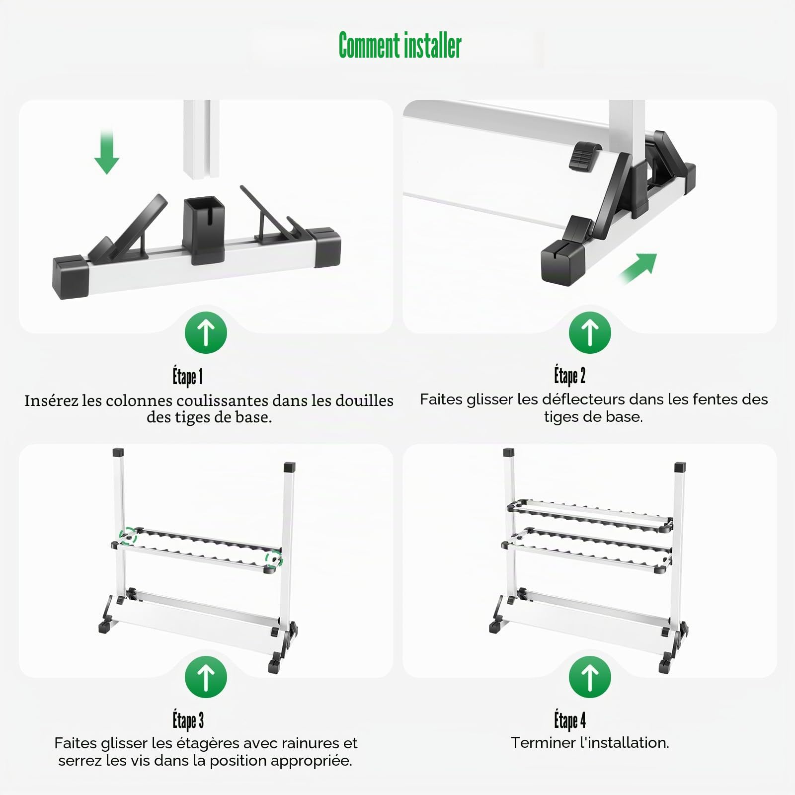 Porte-cannes de Pêche, Support pour 24 Cannes en Aluminium Léger, Organisateur Réglable et Pliable 73x32x72 cm, à Rainures Protectrices EVA, pour Garage, Bateau et Maison (Couleur Argent)
