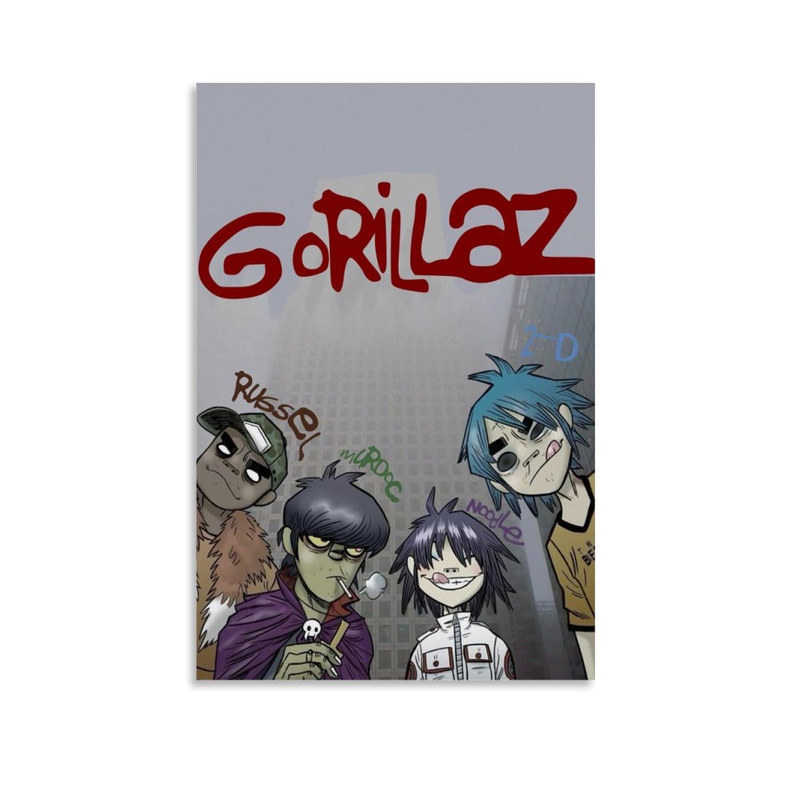 Gorillaz Poster Music Rock Band Comic Vintage Poster Canvas Painting Wall Art Picture Home Decor Print For Bedroom Living Room Dorm Study Bar Office 12x18inch(30x45cm)