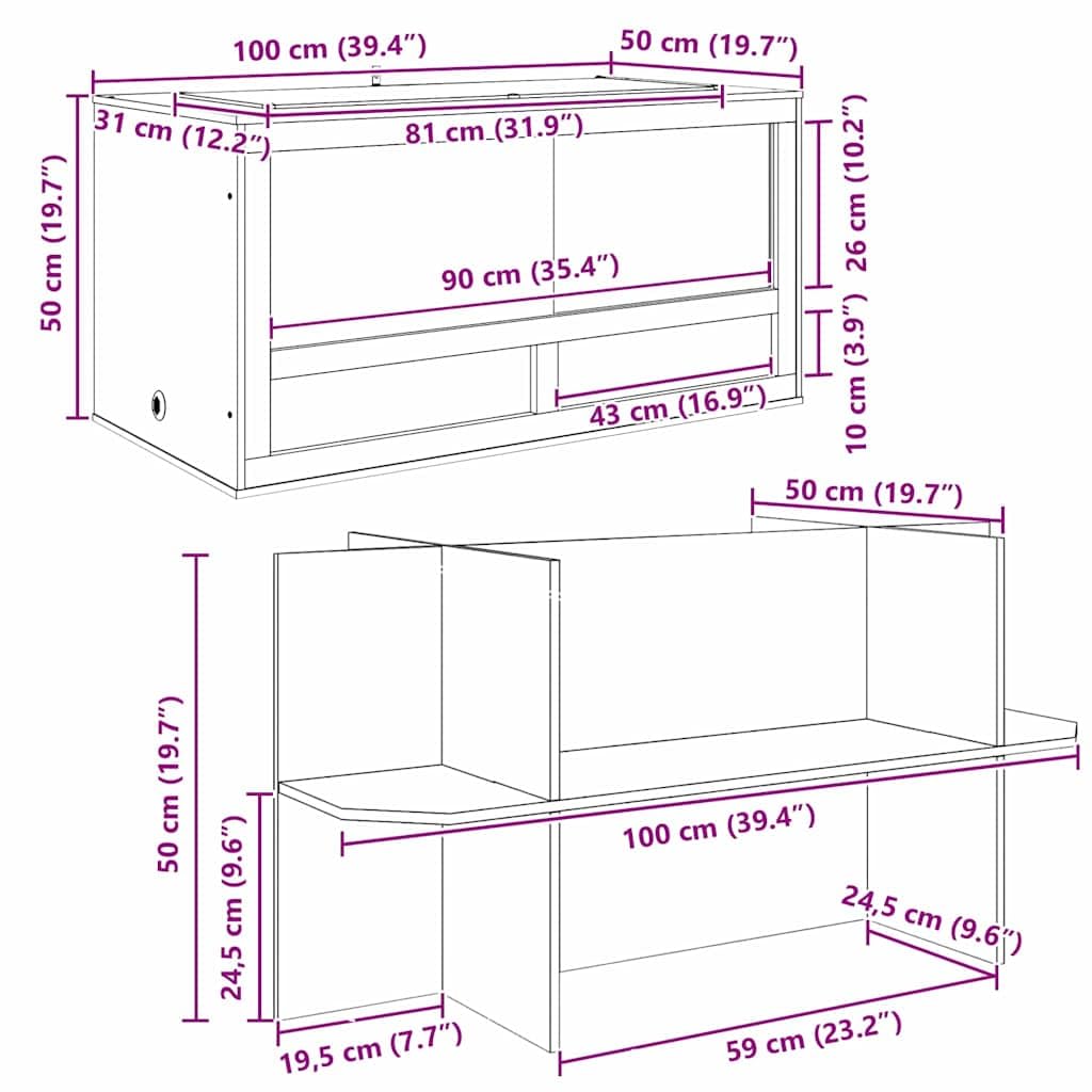 vidaXL Terrario Marrón 100 x 50 x 100 cm OSB, Terrario Rectangular rústico, Duradero y Amplio, Ideal para Reptiles, Anfibios, roedores, Listo para LED