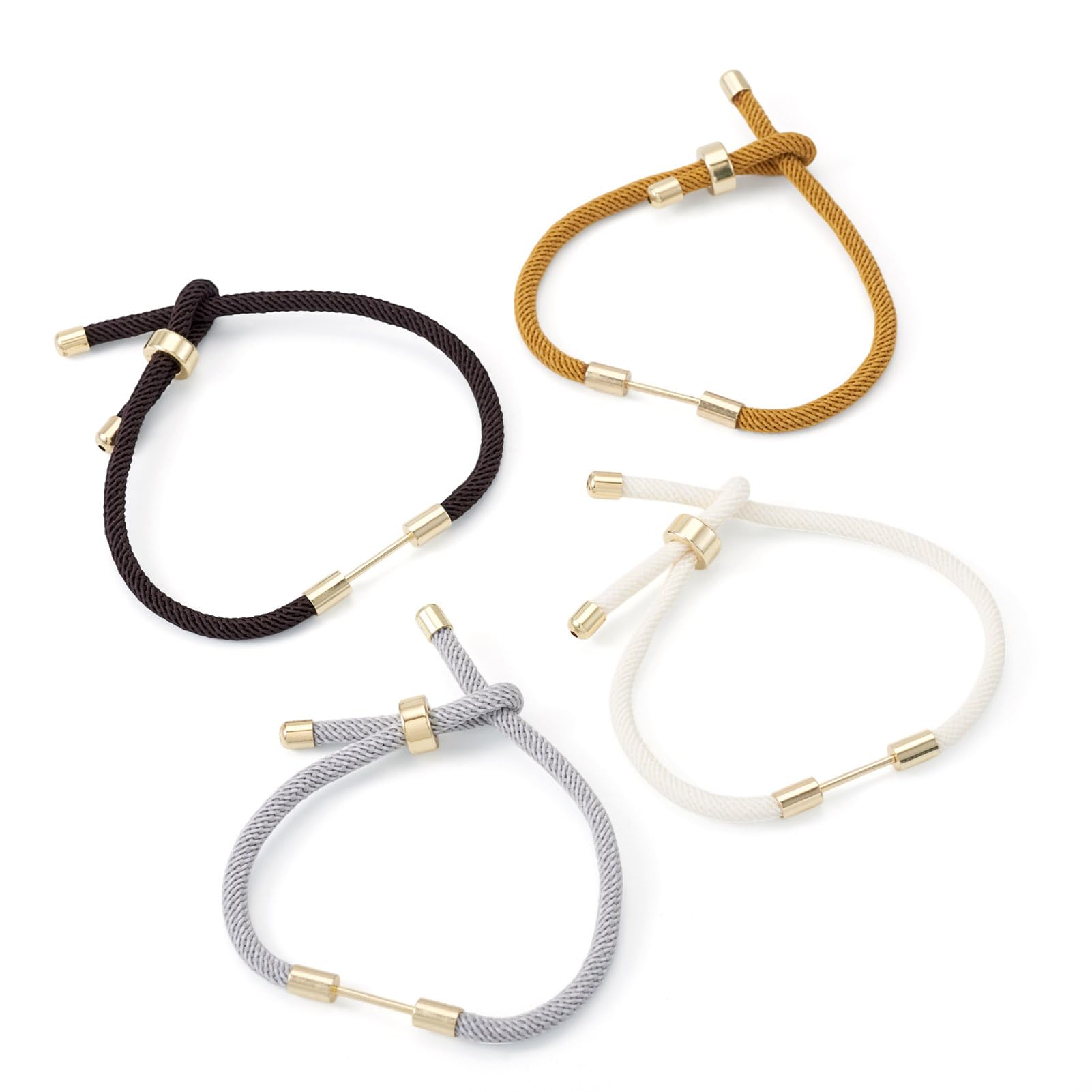 4 bracelets coulissants réglables en nylon et laiton doré 18K pour création DIY DIY