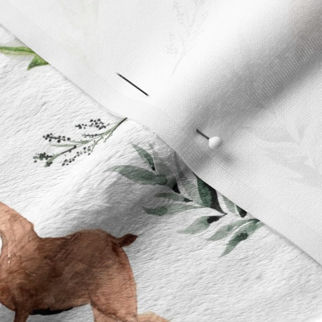 Spoonflower Fabric - Run Wild Woodland White Watercolor Deer Bear Bears Boy Fox Foxes Wolf Printed on Minky Fabric by The Yard - Sewing Baby Blankets Quilt Backing Plush